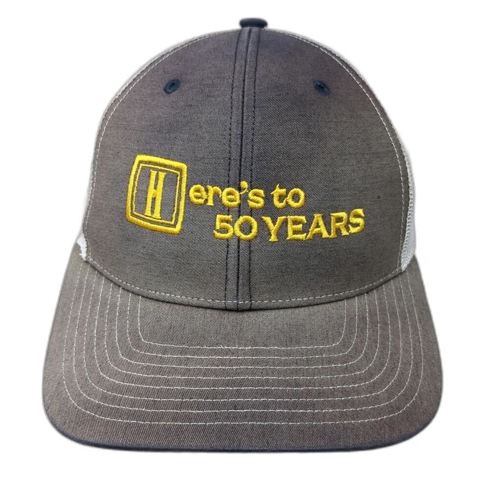 Richardson Trucker Hat Blue White Yellow One Size Hayden Beverage 50 Years Logo